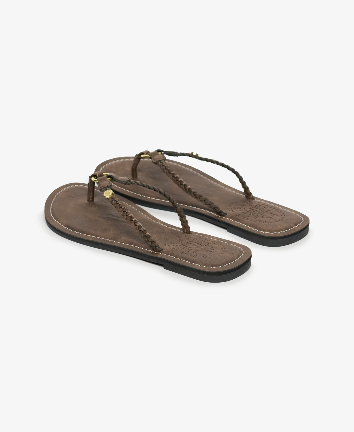 Faux Leather Braided Flip Flops
