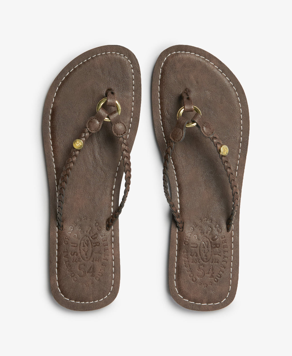Faux Leather Braided Flip Flops