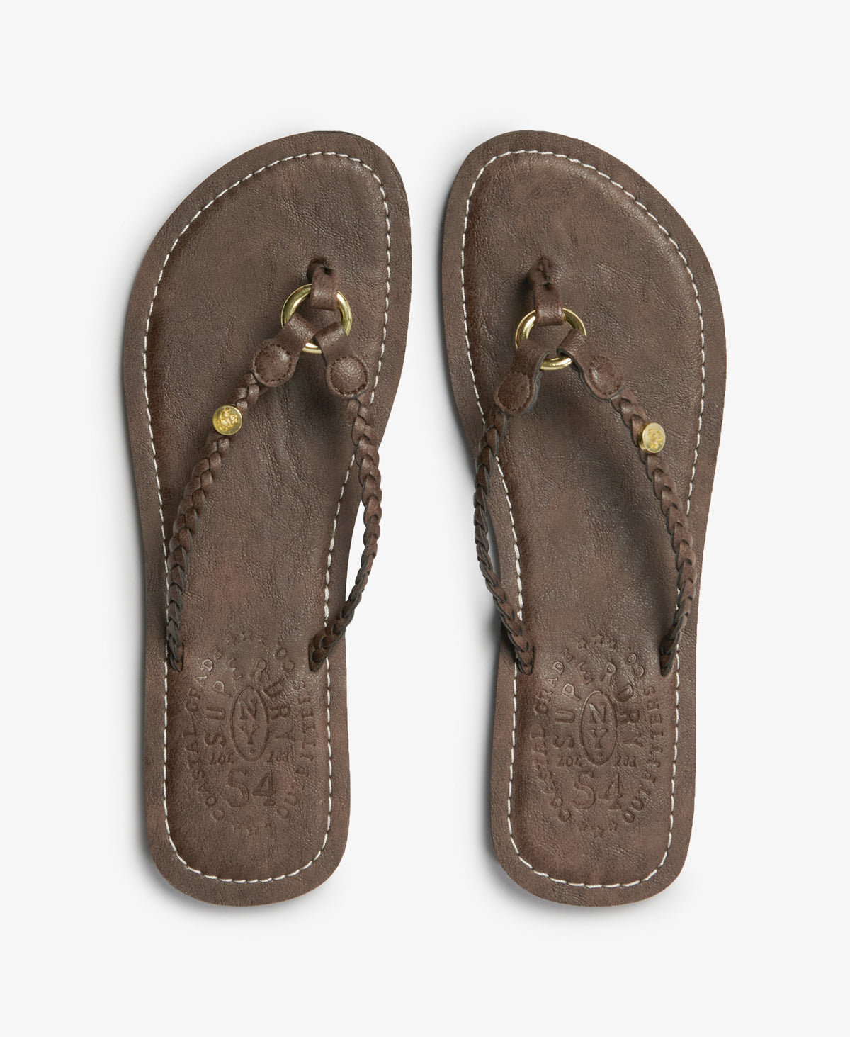 Faux Leather Braided Flip Flops