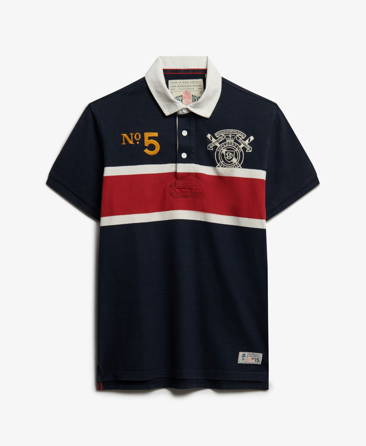 Double Emblem Jersey Short Sleeve Rugby Polo Top