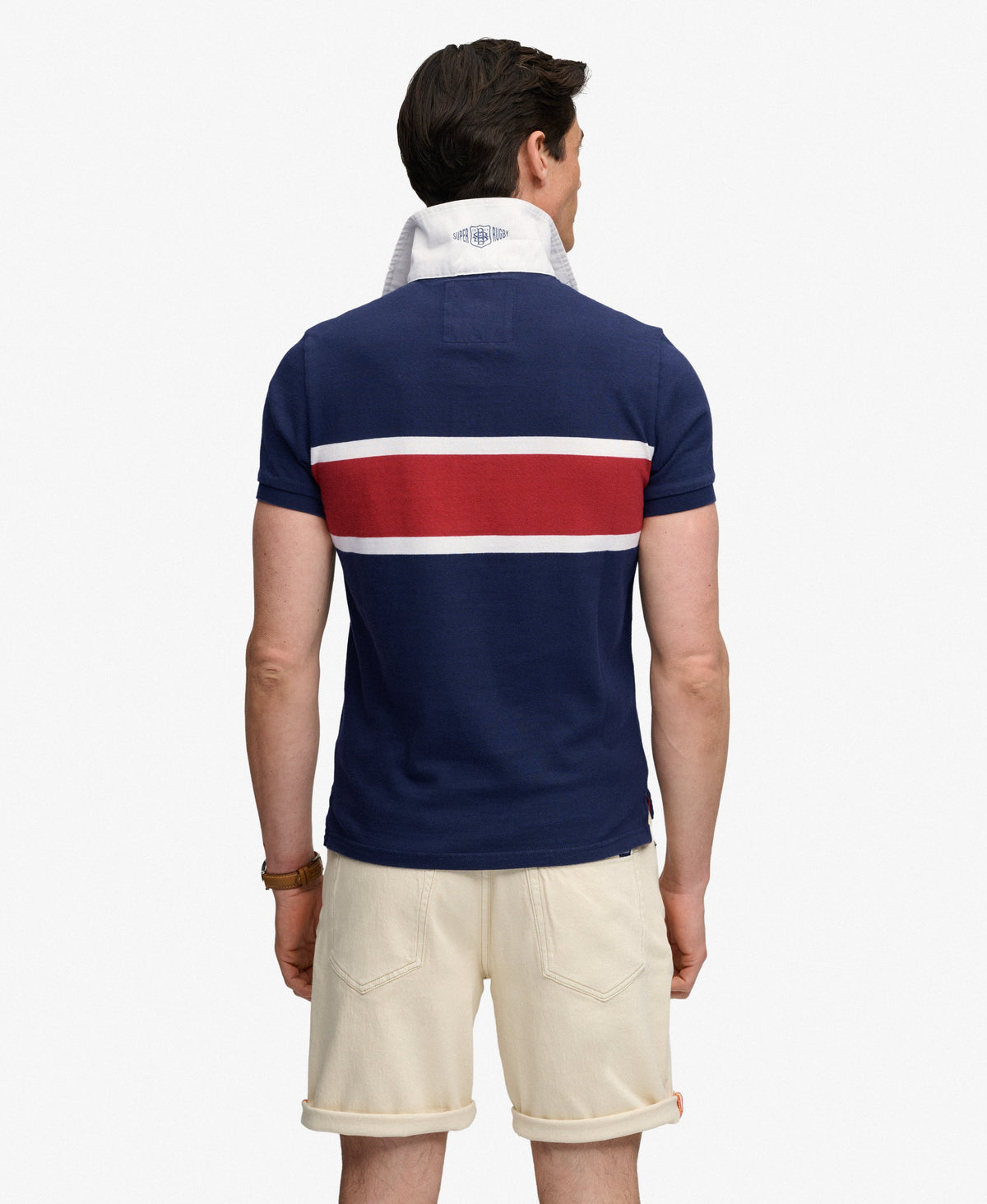 Double Emblem Jersey Short Sleeve Rugby Polo Top