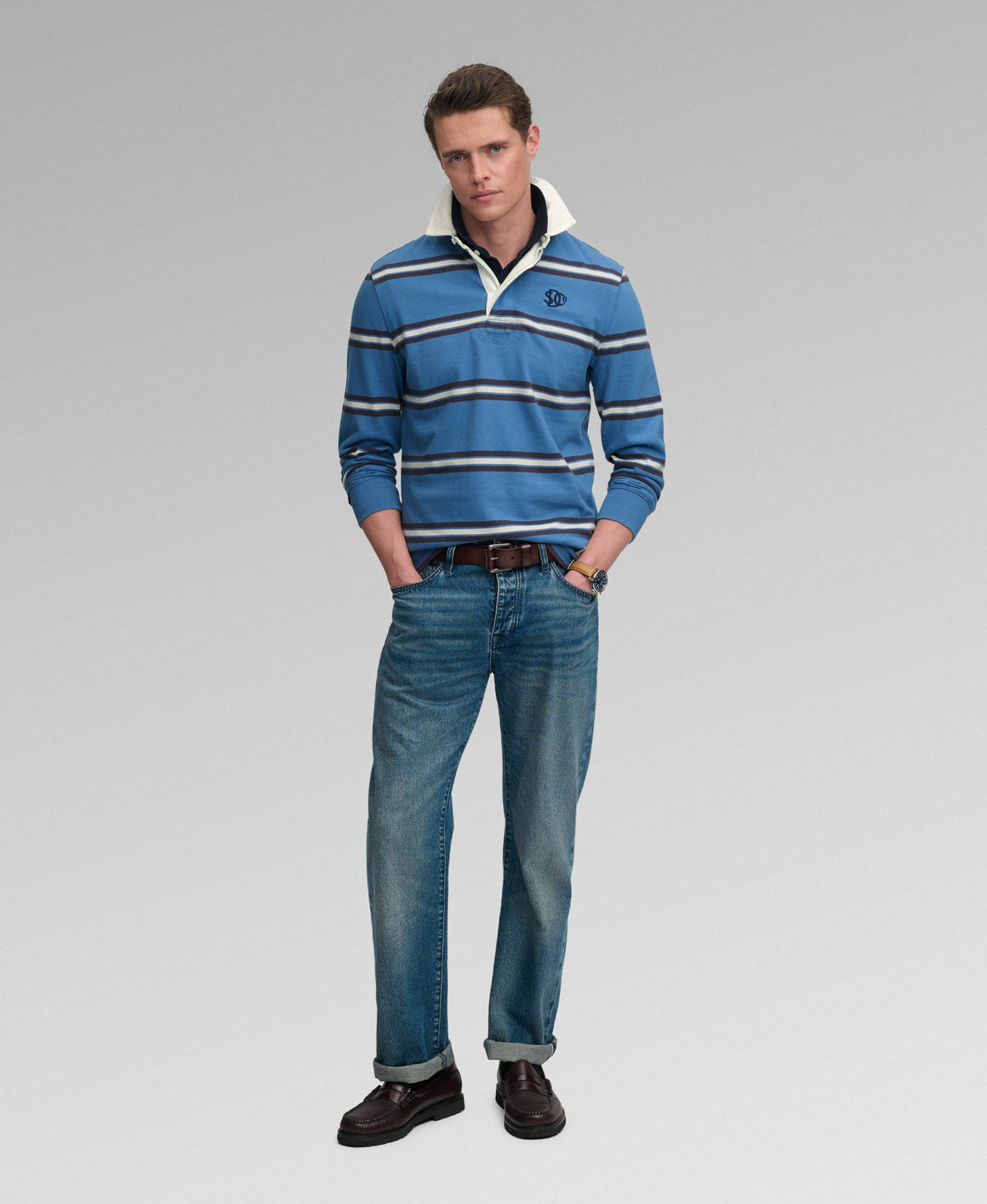 Vintage Athletic Stripe Rugby Top