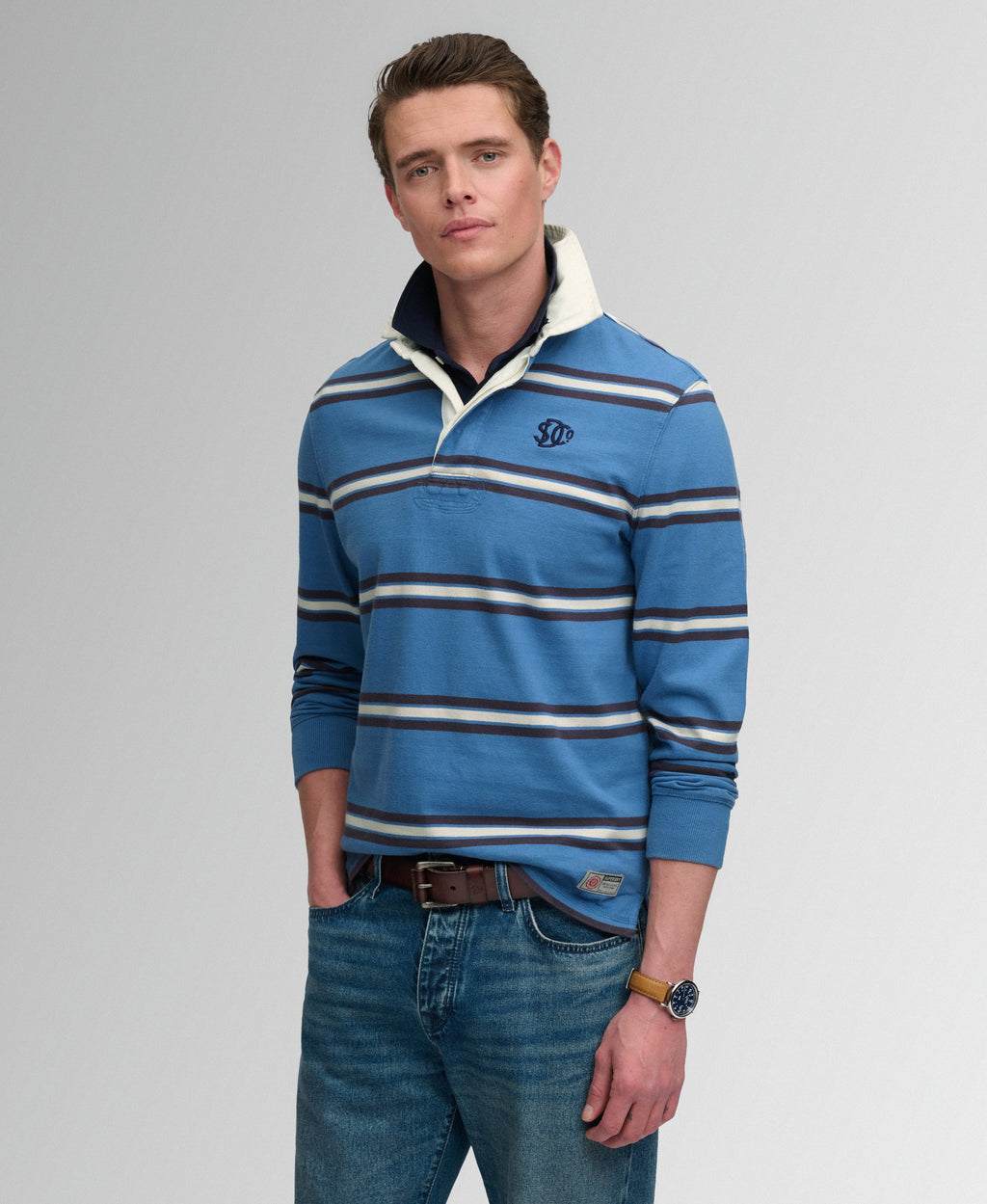 Vintage Athletic Stripe Rugby Top