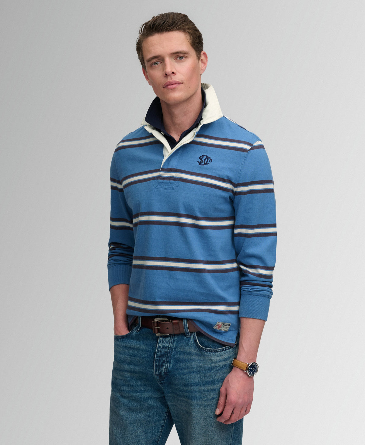 Vintage Athletic Stripe Rugby Top